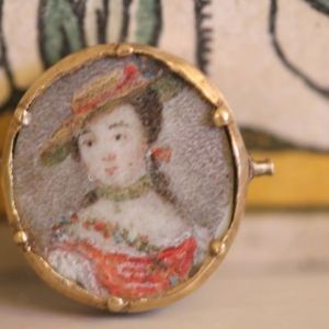 Gouden frans miniatuur portret 18e eeuws E100,-