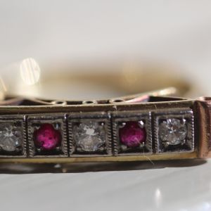 Vintage 14kt gouden tankring robijn diamant E750,-