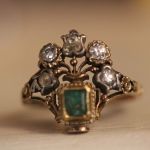 Antieke giardinetti ring smaragd diamanten p.o.v.